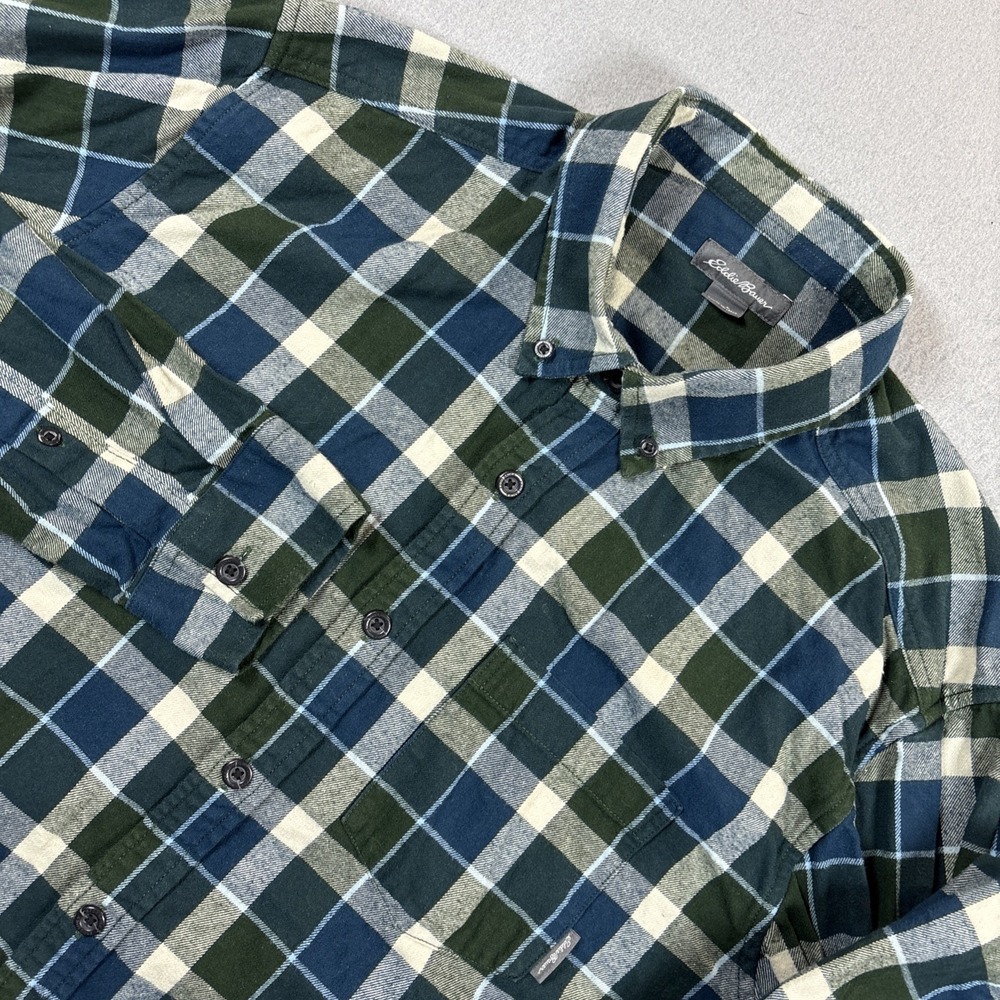 Eddie Bauer Shirt Mens Large Plaid Flannel Button Down Classic‎ Fit